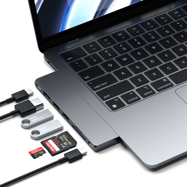 Адаптер Satechi Aluminum USB-C Pro Hub Slim Adapter Space Gray (ST-HUCPHSM) - Фото 2 Адаптер Satechi Aluminum USB-C Pro Hub Slim Adapter Space Gray (ST-HUCPHSM) - изображение 2
