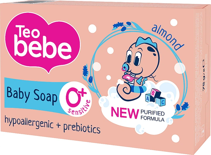 Детское твердое мыло с миндальным маслом - Teo Bebe Sensitive 75g (642645-25921) - Фото 1 Детское твердое мыло с миндальным маслом - Teo Bebe Sensitive 75g (642645-25921) - изображение 1