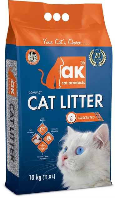 Наповнювач бентонітовий AK Cat COMPACT CAT LITTER грудкувальний Натуральний, 10 кг - Фото 2 Наповнювач бентонітовий AK Cat COMPACT CAT LITTER грудкувальний Натуральний, 10 кг - зображення 2