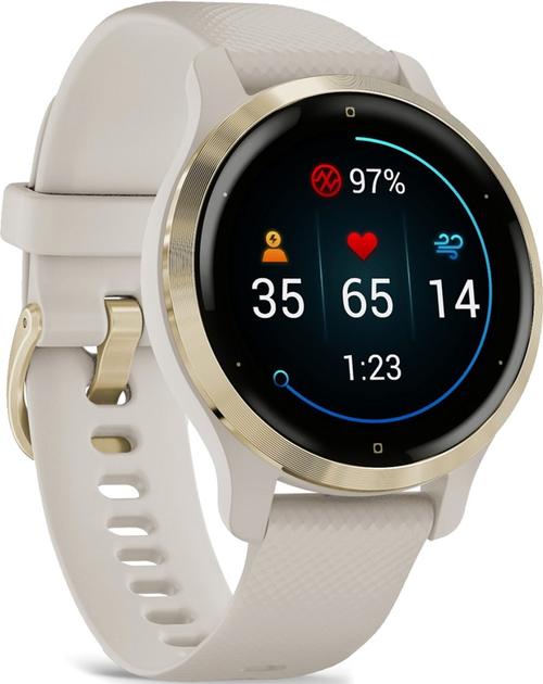 Zegarek sportowy Garmin Venu 2S Gold Bezel with Light Sand Case and Silicone Band (010-02429-11) - obraz 2