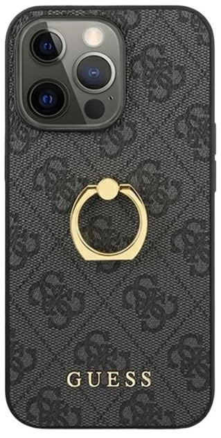 Etui plecki Guess 4G with Ring Stand do Apple iPhone 13/13 Pro Grey (3666339023935) - obraz 1