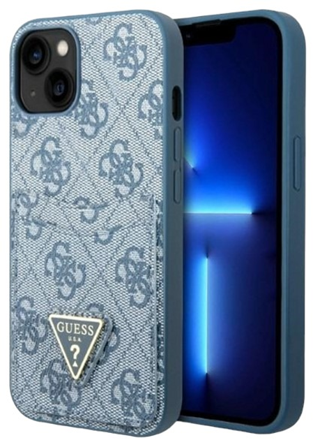 Панель Guess 4G Triangle Logo Cardslot для Apple iPhone 13 Blue (3666339047771) - зображення 1
