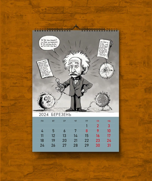 Календарь настенный перекидной ЭЙНШТЕЙН И МОНСТРЫ 13 ЛИСТОВ ENTERSTORE 42х29.7 см (ART 240141) - изображение 4