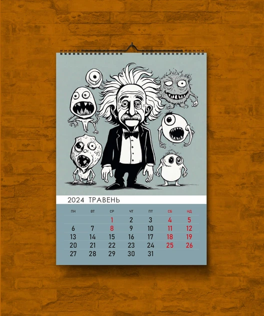 Календарь настенный перекидной ЭЙНШТЕЙН И МОНСТРЫ 13 ЛИСТОВ ENTERSTORE 42х29.7 см (ART 240141) - изображение 6