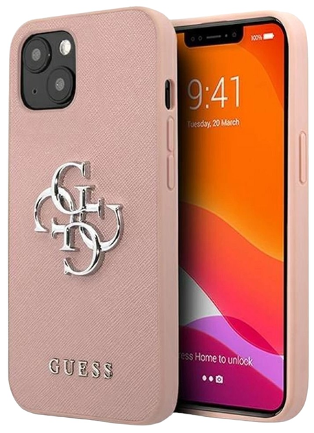 Панель Guess Saffiano 4G Metal Logo для Apple iPhone 13 mini Pink (3666339024192) - зображення 1