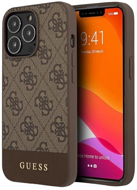 Etui plecki Guess 4G Stripe Collection do Apple iPhone 13 Pro Max Brown (3666339033620) - obraz 1