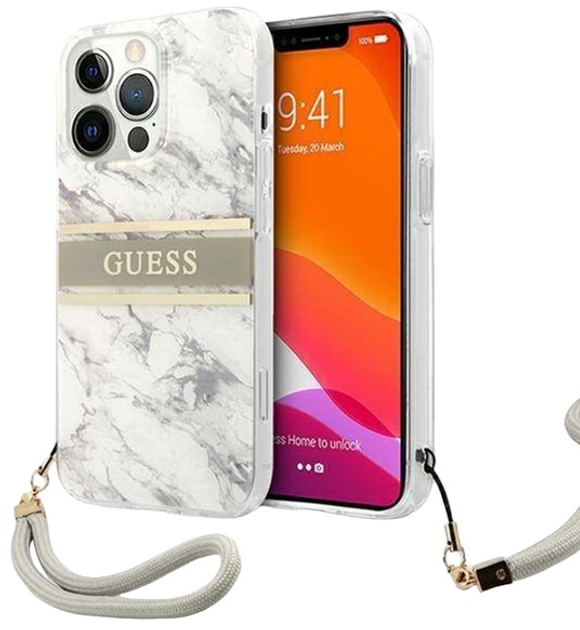 Панель Guess Marble Strap Collection для Apple iPhone 13 Pro Max Gray (3666339023065) - зображення 1