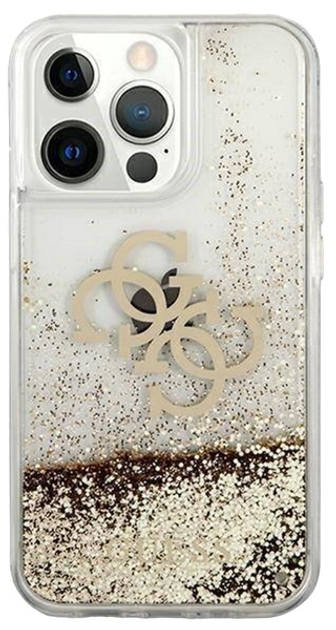 Etui plecki Guess 4G Big Liquid Glitter do Apple iPhone 13 Pro Max Gold (3666339024666) - obraz 1