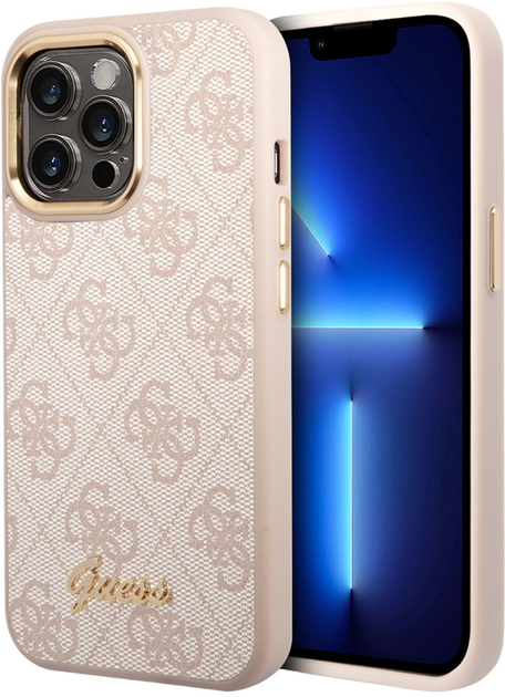 Панель Guess 4G Vintage Gold Logo для Apple iPhone 14 Pro Pink (3666339065348) - зображення 1