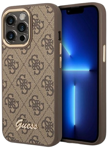 Панель Guess 4G Vintage Gold Logo для Apple iPhone 14 Pro Brown (3666339065263) - зображення 1