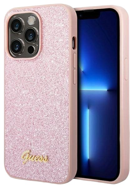 Панель Guess Glitter Script для Apple iPhone 14 Pro Pink (3666339065065) - зображення 1