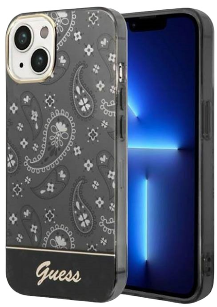 Etui plecki Guess Bandana Paisley do Apple iPhone 14 Plus Black (3666339064013) - obraz 1