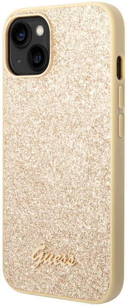 Etui plecki Guess Glitter Script do Apple iPhone 14 Plus Gold (3666339065096) - obraz 1