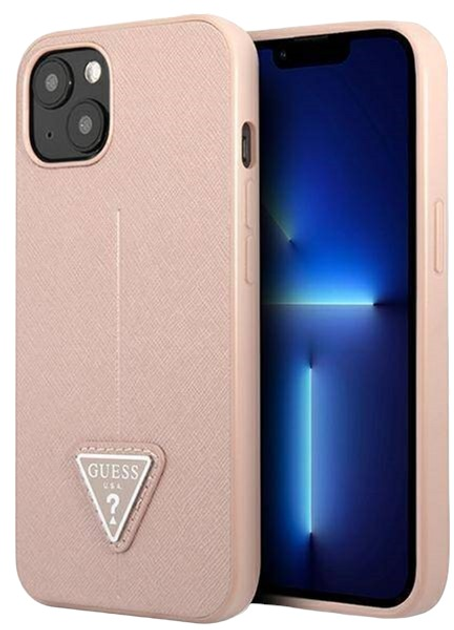 Панель Guess Saffiano Triangle Logo для Apple iPhone 14 Plus Pink (3666339065492) - зображення 1