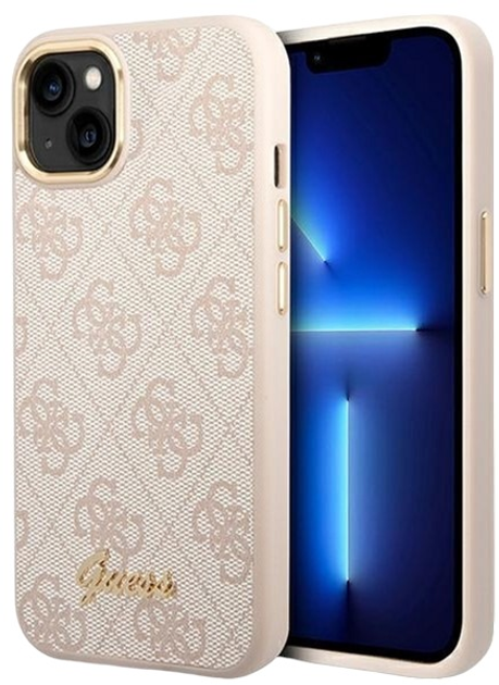 Панель Guess 4G Vintage Gold Logo для Apple iPhone 14 Pink(3666339065324) - зображення 1