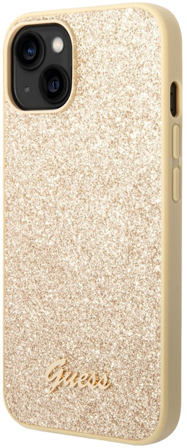 Etui plecki Guess Glitter Script do Apple iPhone 14 Gold (3666339065089) - obraz 1