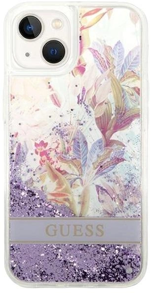 Панель Guess Flower Liquid Glitter для Apple iPhone 14 Purple (3666339088385) - зображення 1