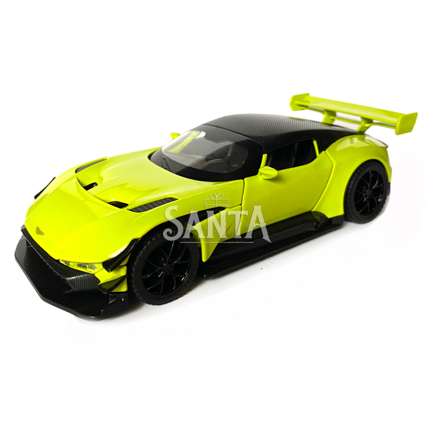 Игрушечная машинка металлическая Aston Martin Vulcan, астон мартин, салатовая, звук, свет, инерция, откр двери, капот, Автоэксперт, 1:32,14,5*7*4,5 см (ТК-10601) - изображение 3