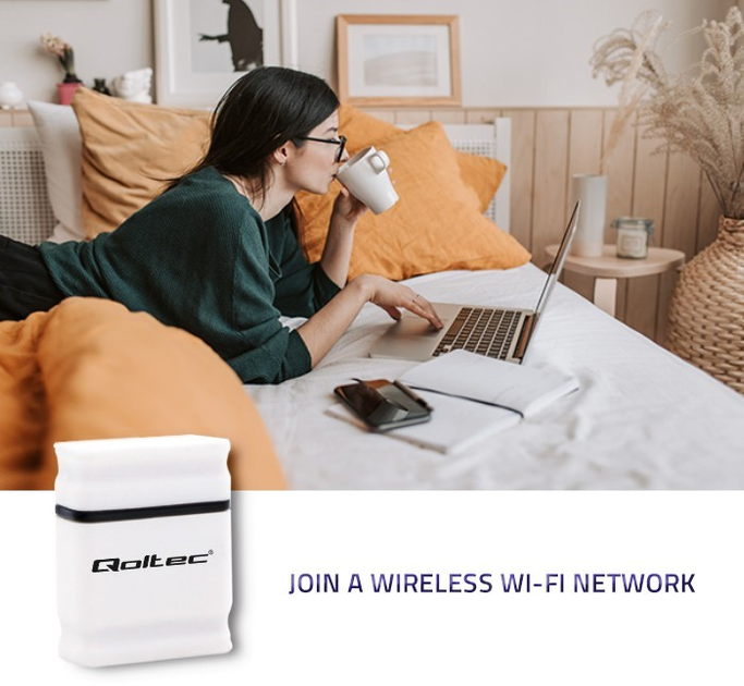 Adapter Qoltec USB Wi-Fi Standard N (5901878505046) - obraz 6