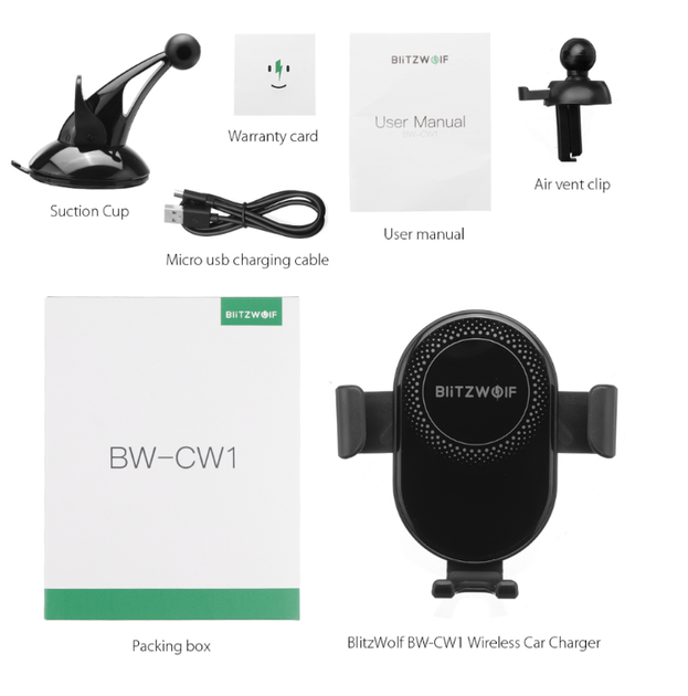 Автомобильный держатель BlitzWolf BW-CW1 10W Qi - изображение 4