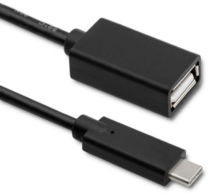 Кабель Qoltec USB Typ-C - USB Typ A 0.25 m чорний (5901878504223) - зображення 1