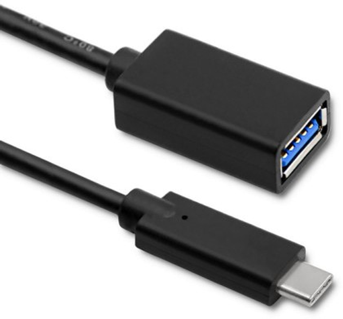 Кабель Qoltec USB Typ-C - USB Typ A 0.25 m чорний (5901878504216) - зображення 1
