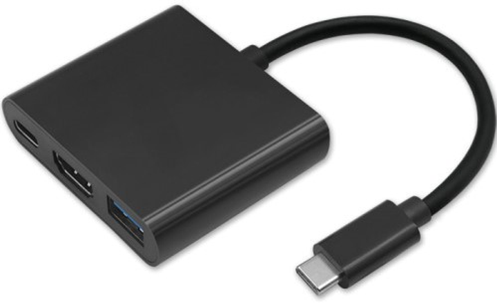 Adapter Qoltec USB Typ-C - HDMI A/USB Typ A/USB Typ-C 3 w 1 PD 0.2 m czarny (5901878504308) - obraz 1