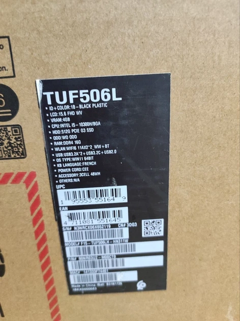 Ноутбук ASUS TUF Gaming F15 FX506LHB i5 10300H/16/512gb – GTX 1650 Б/В - зображення 3