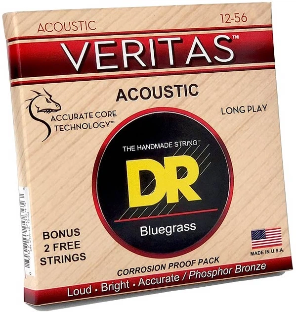Струны для акустической гитары DR STRINGS VERITAS COATED CORE ACOUSTIC GUITAR STRINGS - BLUEGRASS (12-56) - изображение 2