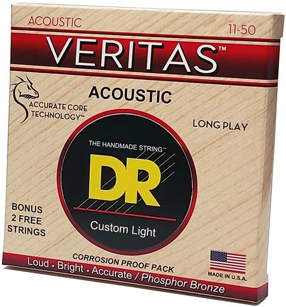 Струны для акустической гитары DR STRINGS VERITAS COATED CORE ACOUSTIC GUITAR STRINGS - CUSTOM LIGHT (11-50) - изображение 2
