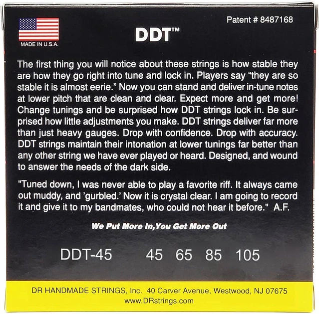 Струны для бас-гитары DR STRINGS DDT DROP DOWN TUNING BASS - MEDIUM (45-105) - Фото 2 Струны для бас-гитары DR STRINGS DDT DROP DOWN TUNING BASS - MEDIUM (45-105) - изображение 2