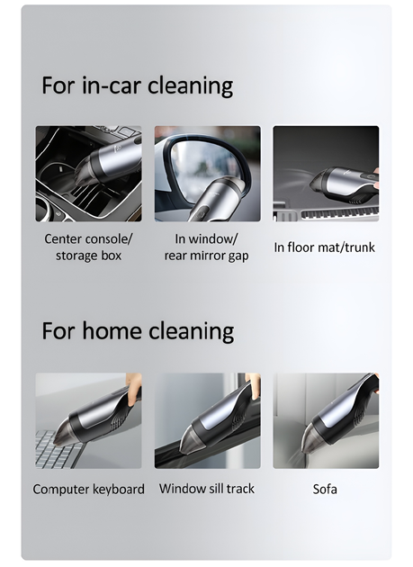 Автомобильный пылесос usams us-zb108-1 mini handheld vacuum cleaner black - изображение 8