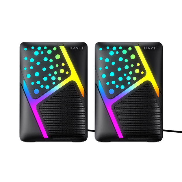 Стерео колонки havit hv-sk763 usb rgb black - изображение 5