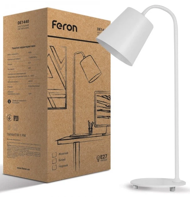 Настольная лампа Feron DE1440 40w E27 White (2000402117960) - изображение 2