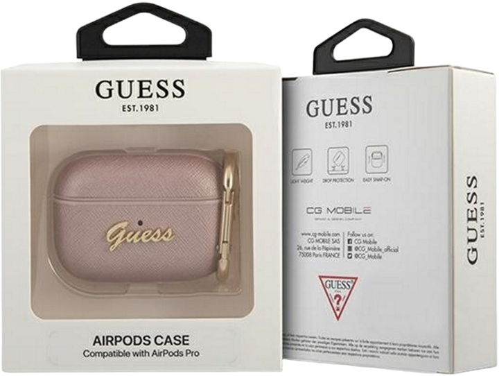 Etui CG Mobile Guess Saffiano Script Metal Collection do AirPods Pro Różowy (3666339009823) - obraz 3