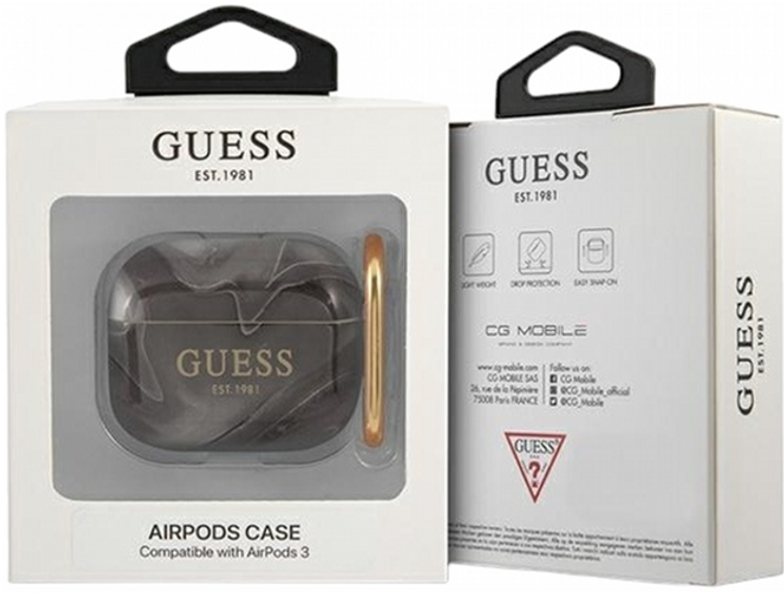 Etui CG Mobile Guess Marble Collection do AirPods 3 Czarny (3666339010164) - obraz 3