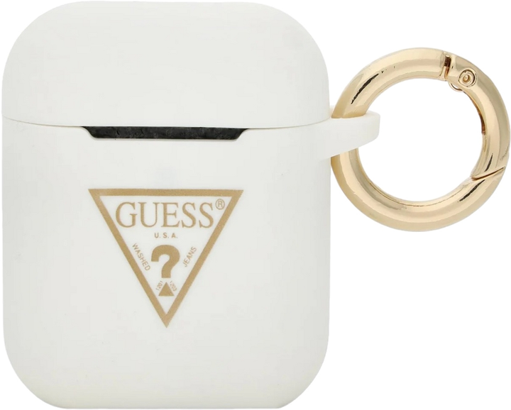 Etui CG Mobile Guess Silicone Triangle Logo do AirPods 1 / 2 Biały (3700740493663) - obraz 1