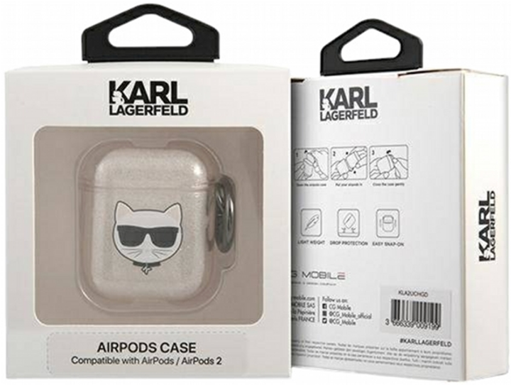 Чохол CG Mobile Karl Lagerfeld Glitter Choupette для AirPods 1 / 2 Gold (3666339009199) - зображення 3