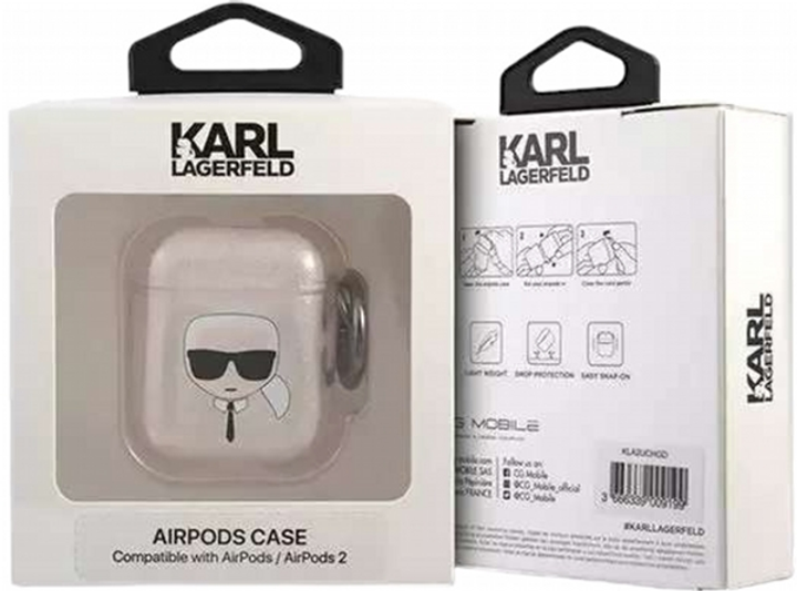 Etui CG Mobile Karl Lagerfeld Glitter Karl`s Head do AirPods 1 / 2 Złoty (3666339030346) - obraz 2