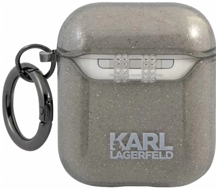 Etui CG Mobile Karl Lagerfeld Glitter Karl`s Head do AirPods 1 / 2 Czarny (3666339030254) - obraz 2