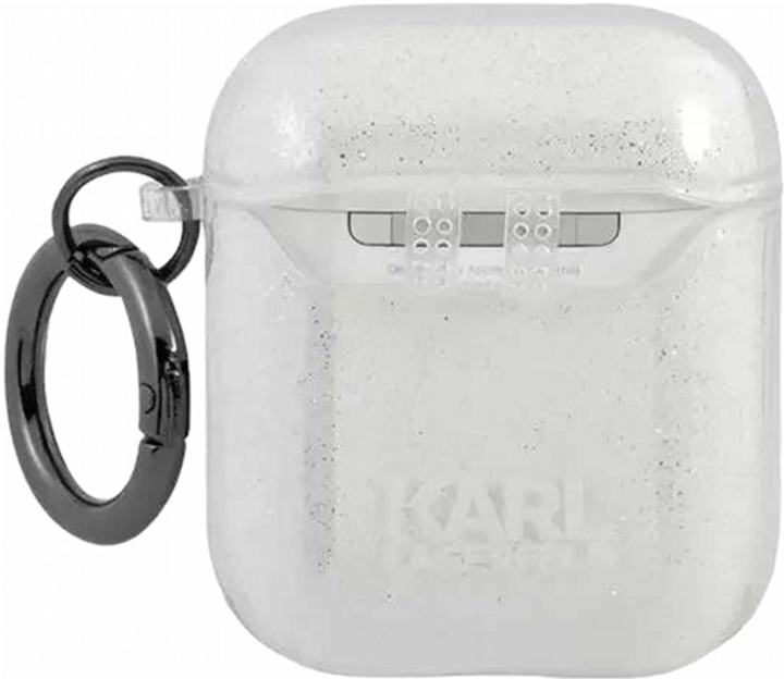 Etui CG Mobile Karl Lagerfeld Glitter Karl`s Head do AirPods 1 / 2 Srebrny (3666339030285) - obraz 2