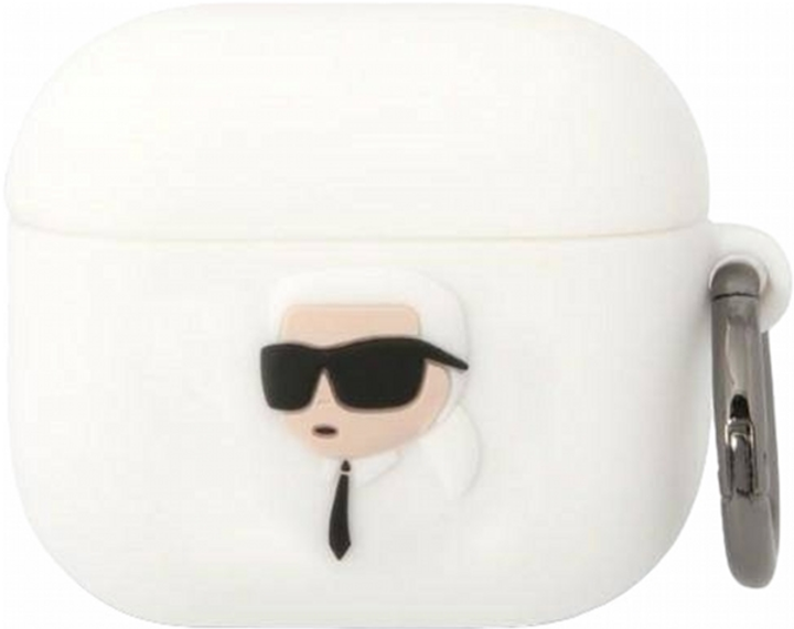 Чохол CG Mobile Karl Lagerfeld Silicone Karl Head 3D для AirPods 3 White (3666339087852) - зображення 1