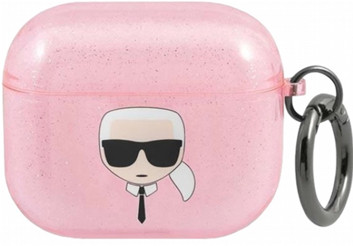 Чохол CG Mobile Karl Lagerfeld Glitter Karl`s Head для AirPods 3 Pink (3666339030339) - зображення 1