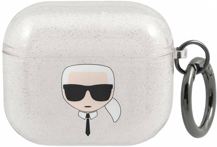 Чохол CG Mobile Karl Lagerfeld Glitter Karl`s Head для AirPods 3 Silver (3666339030308) - зображення 1