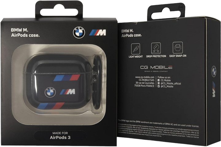 Etui CG Mobile BMW Tricolor Stripes BMAP222SOTK do AirPods Pro 2 Czarny (3666339123864) - obraz 3