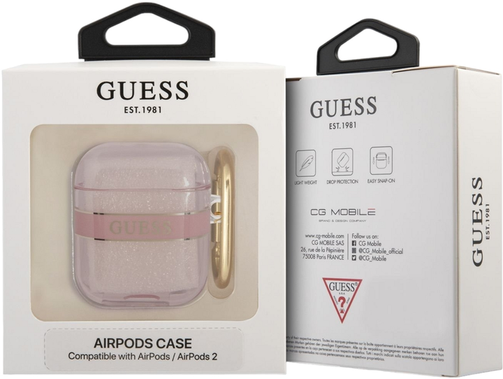 Etui CG Mobile Guess Strap Collection GUA2HHTSP do AirPods 1 / 2 Różowy (3666339047078) - obraz 3