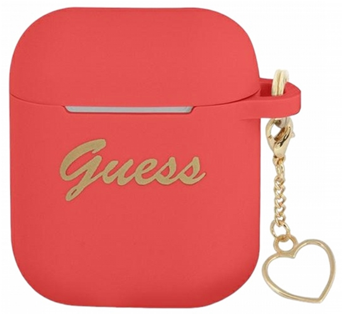 Etui CG Mobile Guess Silicone Charm Heart Collection GUA2LSCHSR do AirPods 1 / 2 Czerwony (3666339039097) - obraz 1