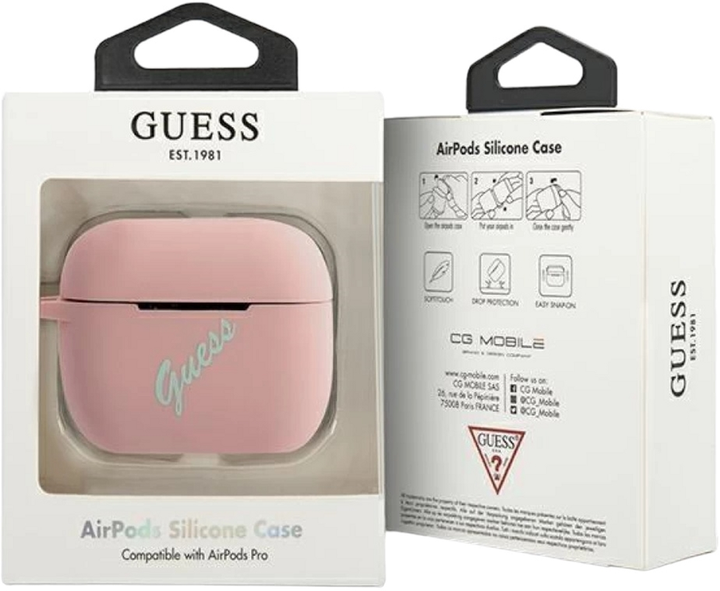 Etui CG Mobile Guess Silicone Vintage GUACAPLSVSPG do AirPods Pro Różowy-Zielony (3700740495469) - obraz 3