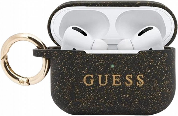 Etui CG Mobile Guess Silicone Glitter GUACAPSILGLBK do AirPods Pro Czarny (3700740472422) - obraz 1