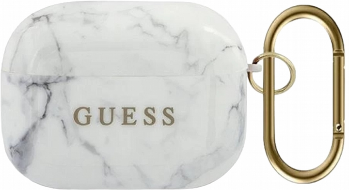 Etui CG Mobile Guess Marble Collection GUACAPTPUMAWH do AirPods Pro Biały (3700740485545) - obraz 1
